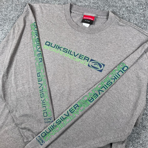 Vintage Quiksilver T Shirt Mens XL Gray Long Sleeve Hits Boardriding Surf Y2K - Picture 1 of 13